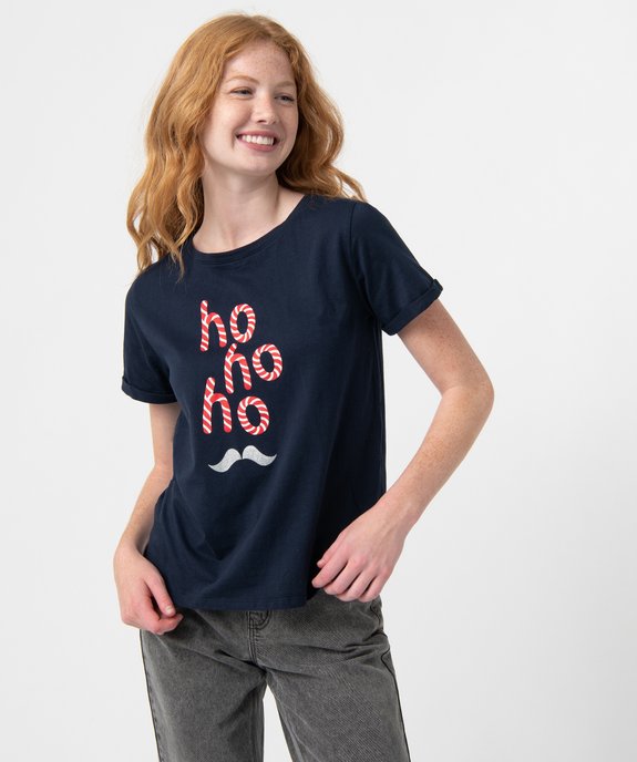 Tee-shirt femme à manches courtes spécial Noël vue1 - GEMO(FEMME PAP) - GEMO