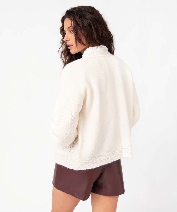 Gilet femme en maille ajourée sans boutons vue3 - GEMO(FEMME PAP) - GEMO