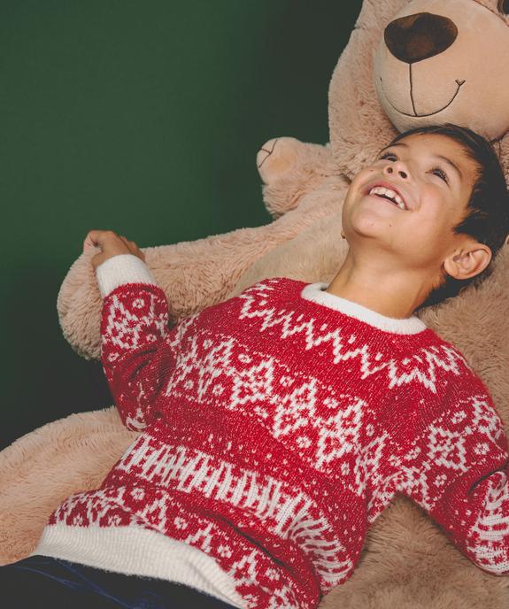 Pull jacquard en maille extensible garçon vue1 - GEMO (ENFANT) - GEMO