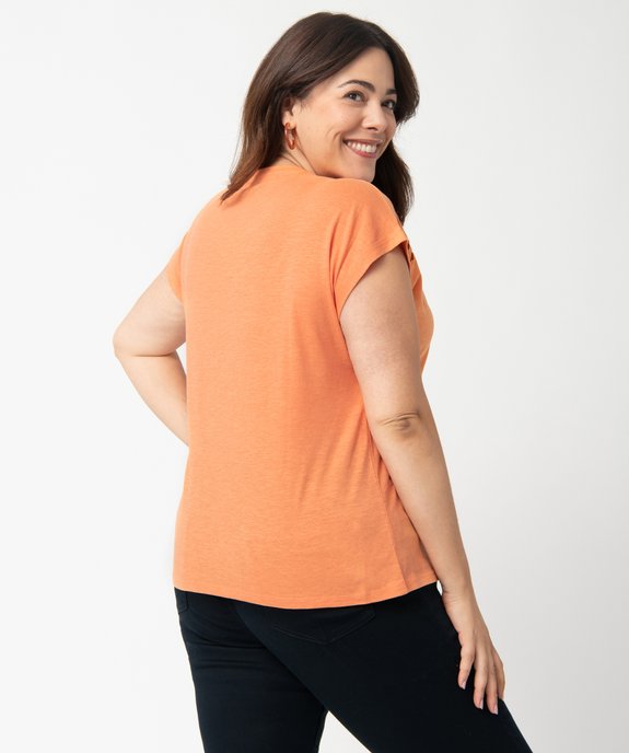 Tee-shirt femme grande taille brodé sur l’avant  vue3 - GEMO (G TAILLE) - GEMO