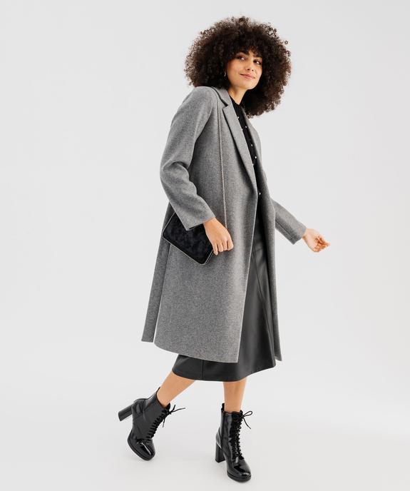 Manteau long aspect drap de laine avec ceinture femme vue8 - GEMO 4G FEMME - GEMO