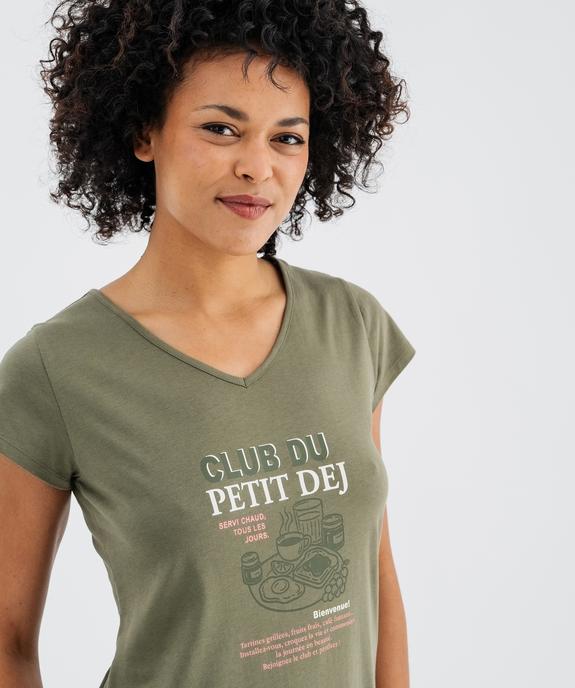 Chemise de nuit à manches courtes et col V femme vue2 - GEMO 4G FEMME - GEMO