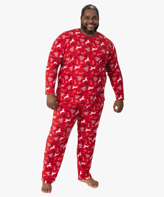 Pyjama homme grande taille en polaire motif Noël vue1 - GEMO(HOMWR HOM) - GEMO