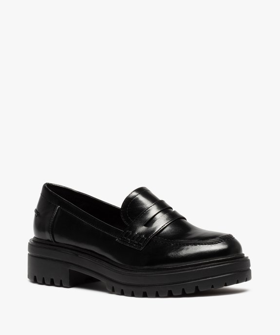 Mocassins femme unis à semelle épaisse et crantée vue2 - GEMO (CASUAL) - GEMO