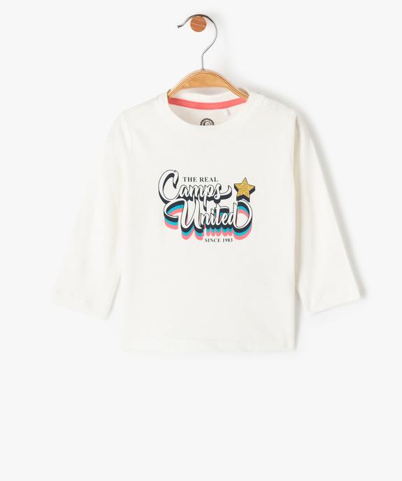 Tee-shirt bébé fille manches longues imprimé pailleté - Camps United - CAMPS UNITED Tee-shirt bébé fille manches longues imprimé pailleté - Camps United vue1 - CAMPS UNITED - GEMO