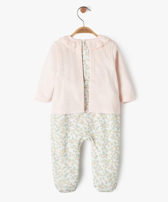 Pyjama en velours effet 2 en 1 à motifs fleuris bébé fille vue3 - GEMO(BB COUCHE) - GEMO