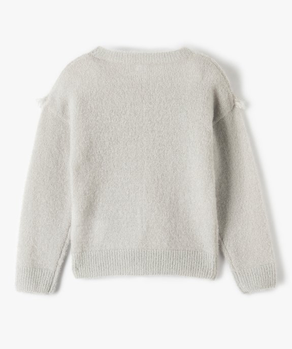 Pull fille avec empiècement fantaisie sur le col vue3 - GEMO (ENFANT) - GEMO