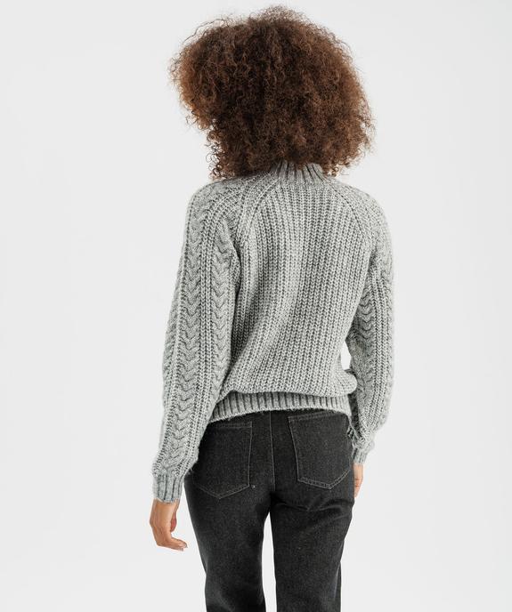 Pull à torsades en maille pailletée femme vue3 - GEMO(FEMME PAP) - GEMO