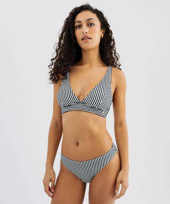 Bas de maillot de bain rayé forme culotte femme - LuluCastagnette vue3 - LULUCASTAGNETTE - GEMO