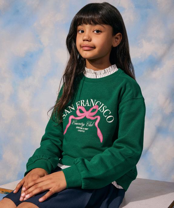 Sweat avec motif ruban brodé sur le buste fille vue1 - GEMO (ENFANT) - GEMO