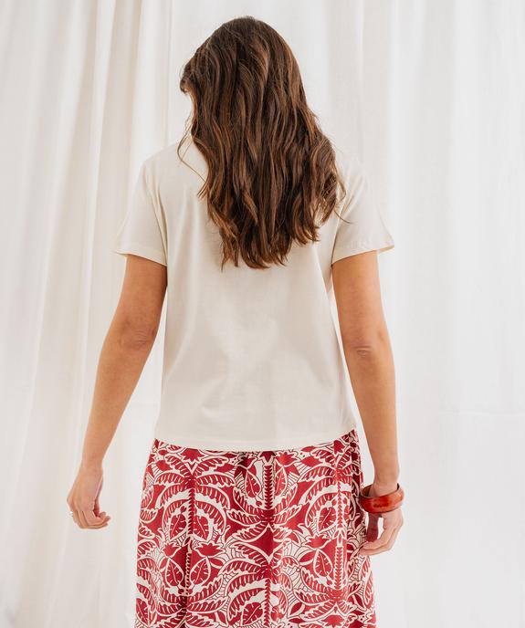 Tee-shirt manches courtes avec motif estival pailleté femme vue3 - GEMO(FEMME PAP) - GEMO