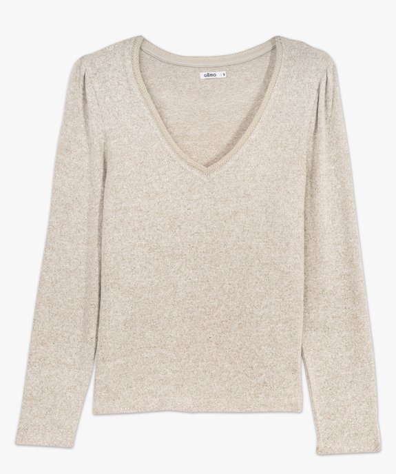 Tee-shirt manches longues avec col V à motifs pailletés femme vue9 - GEMO(FEMME PAP) - GEMO