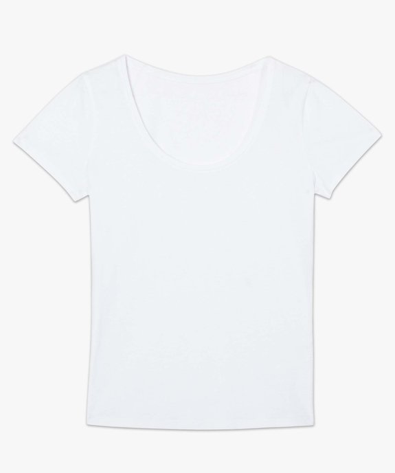 Tee-shirt femme uni à col rond et manches courtes vue4 - GEMO(FEMME PAP) - GEMO