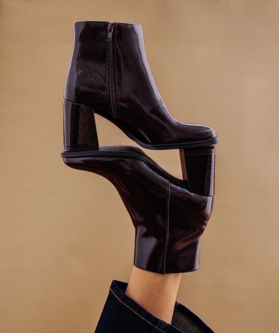 Boots vernis avec bout carré et talon flare femme - Follow Me vue1 - FOLLOW ME - GEMO