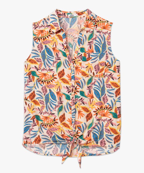 Chemise sans manches imprimée avec nœud dans le bas femme vue4 - GEMO 4G FEMME - GEMO