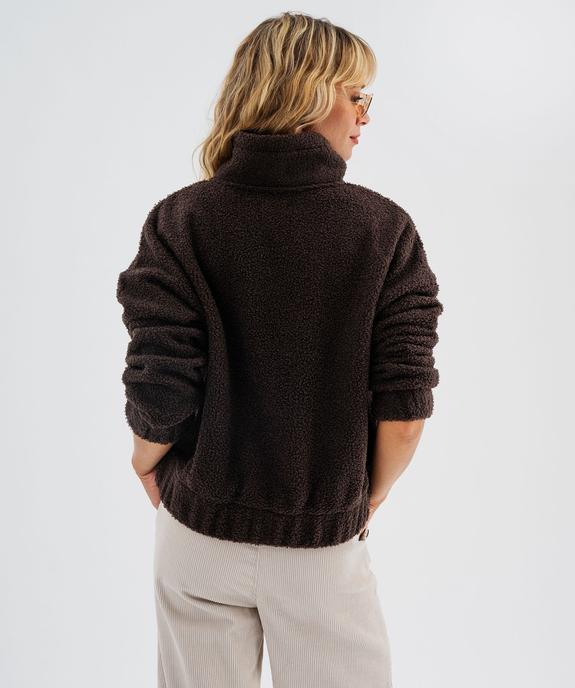 Sweat oversize en maille bouclette avec col montant femme vue3 - GEMO(FEMME PAP) - GEMO