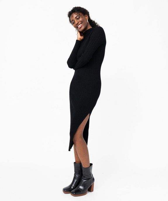 Robe tube en maille côtelée à col montant femme vue1 - GEMO 4G FEMME - GEMO