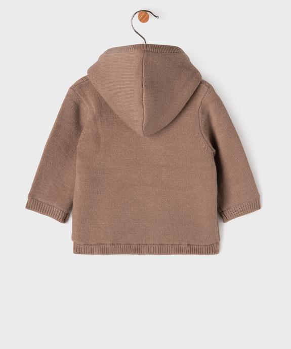 Gilet à capuche en maille torsadée doublé sherpa bébé garçon vue4 - GEMO(BB COUCHE) - GEMO