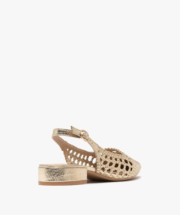 Chaussures à bout pointu et talon ouvert en tressage doré femme vue4 - FOLLOW ME - GEMO