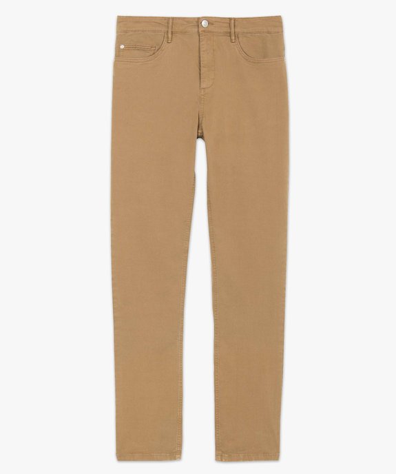 Pantalon homme slim uni en coton stretch vue4 - GEMO (HOMME) - GEMO