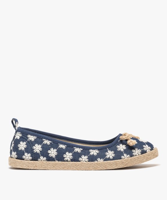 Ballerines en toile imprimée à semelle de corde femme vue2 - FOLLOW ME - GEMO