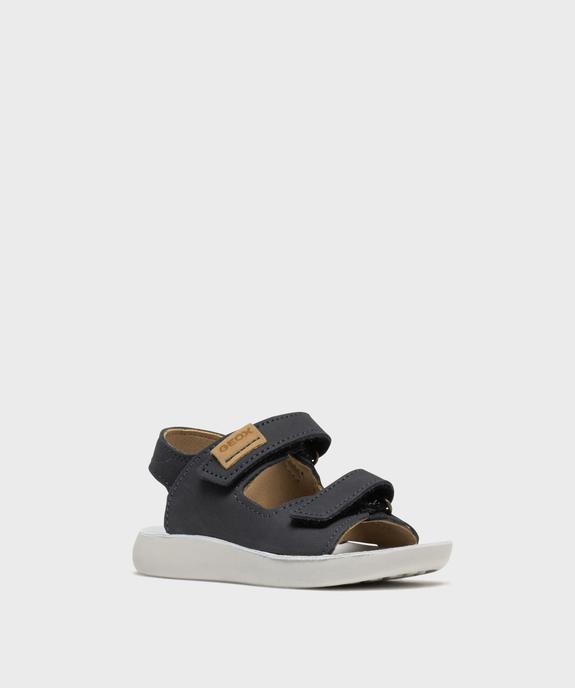 Sandales dessus cuir avec fermeture scratchs bébé garçon - Geox vue2 - GEOX - GEMO