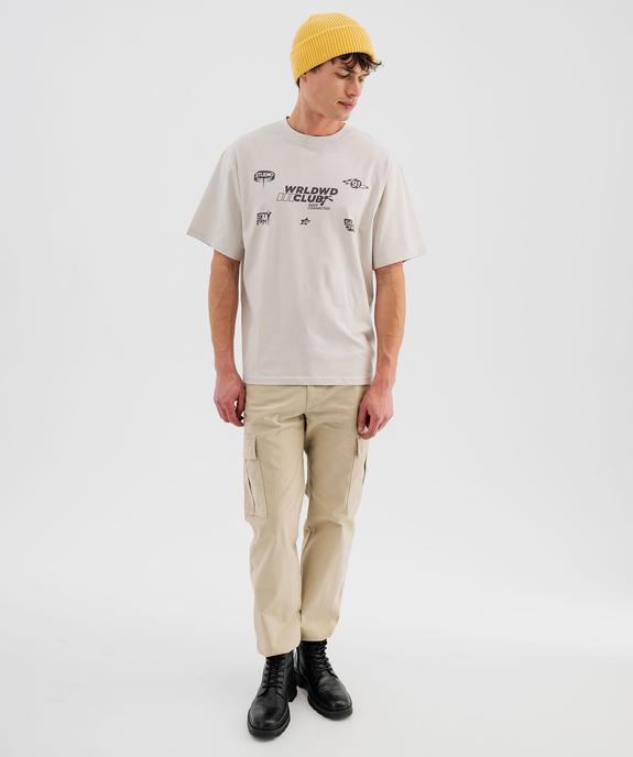 Pantalon cargo regular en coton stretch homme vue4 - GEMO (HOMME) - GEMO