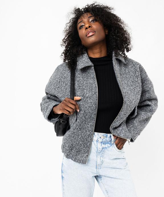 Blouson en maille bouclette chinée femme vue1 - GEMO 4G FEMME - GEMO
