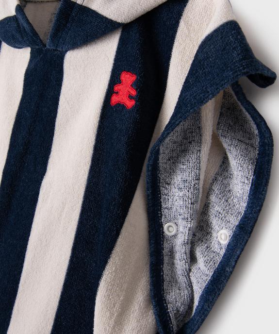 Poncho de bain à rayures avec capuche bébé - LuluCastagnette vue3 - LULU CASTAGNETTE G4G D - GEMO