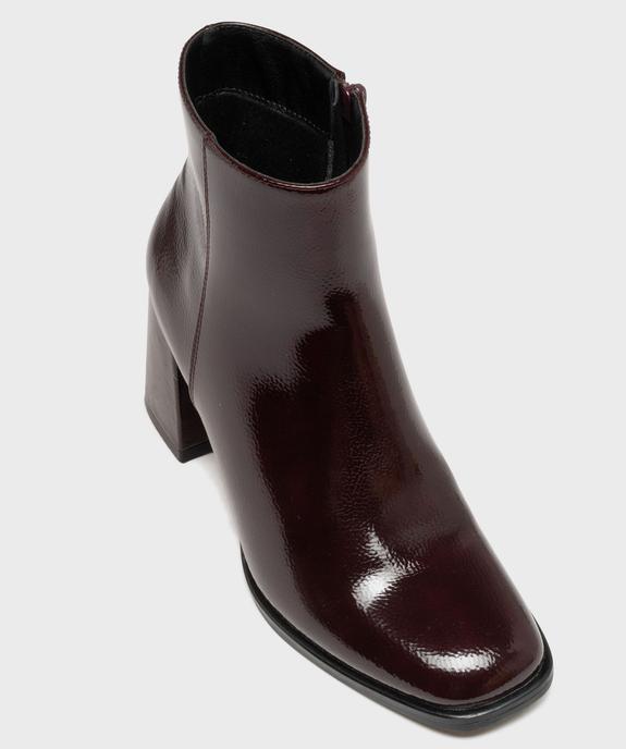 Boots vernis avec bout carré et talon flare femme - Follow Me vue6 - FOLLOW ME - GEMO