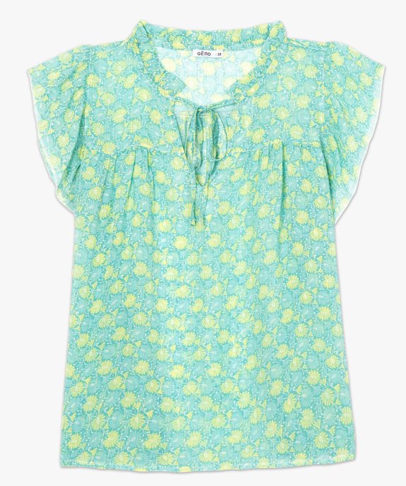 Blouse femme à manches courtes en voile fleuri vue4 - GEMO(FEMME PAP) - GEMO