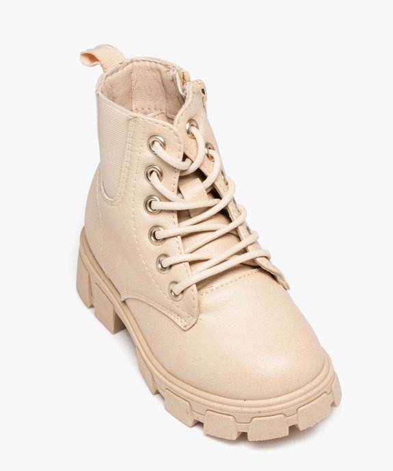 Boots fille unies à semelle épaisse crantée avec zip et lacets vue5 - PREMIER PRIX BY GEMO - GEMO