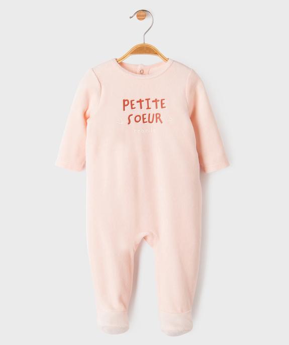 Pyjama en velours avec message sur le buste bébé vue2 - GEMO(BB COUCHE) - GEMO