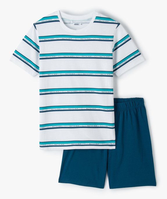 Pyjashort garçon en jersey à haut rayé vue1 - GEMO (JUNIOR) - GEMO