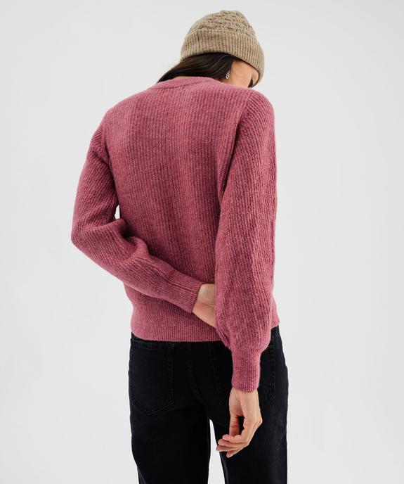 Pull en maille douce et extensible à plastron ajouré femme vue4 - GEMO 4G FEMME - GEMO