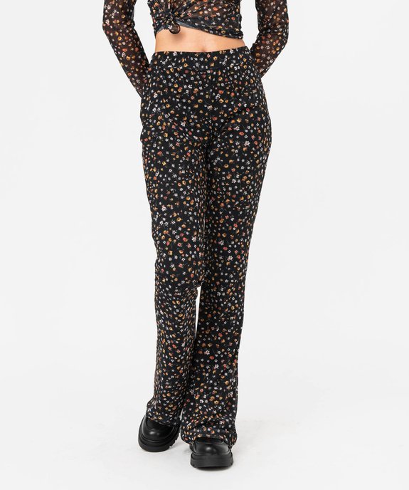 Pantalon flare en voile à motifs fleuris femme vue1 - GEMO(FEMME PAP) - GEMO