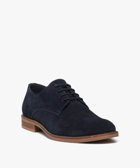 Derbies homme unies avec dessus en cuir suédé - Taneo vue2 - TANEO - GEMO