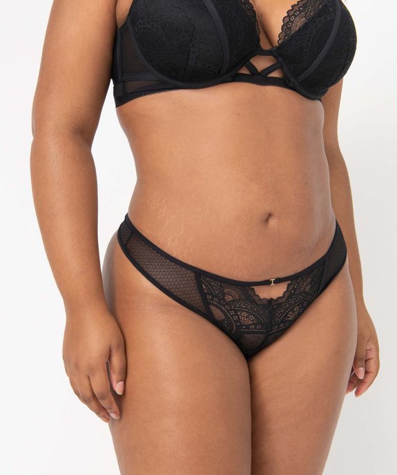 String femme grande taille en dentelle et tulle avec découpes fantaisie vue1 - GEMO(HOMWR FEM) - GEMO