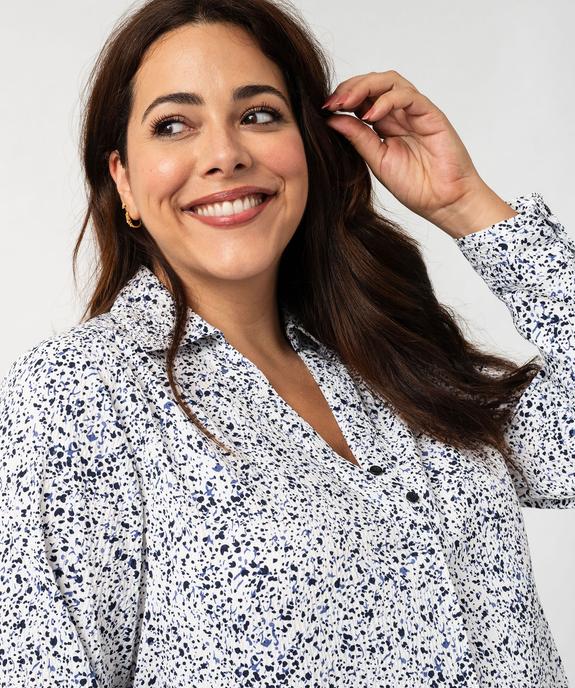 Chemise manches longues imprimée en maille gaufrée femme grande taille vue2 - GEMO (G TAILLE) - GEMO