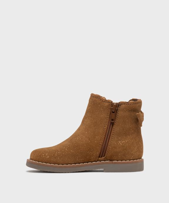 Chelsea boots pailletées en cuir suédé fille - Tanéo vue3 - TANEO - GEMO