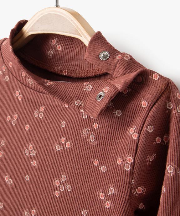 Tee-shirt en maille côtelée à col montant bébé fille vue2 - GEMO(BEBE DEBT) - GEMO