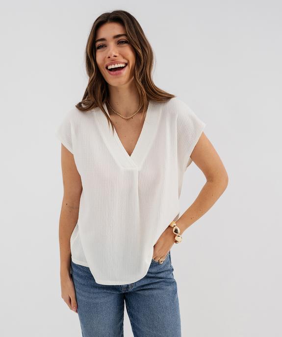 Tee-shirt manches courtes à col V femme vue1 - GEMO 4G FEMME - GEMO