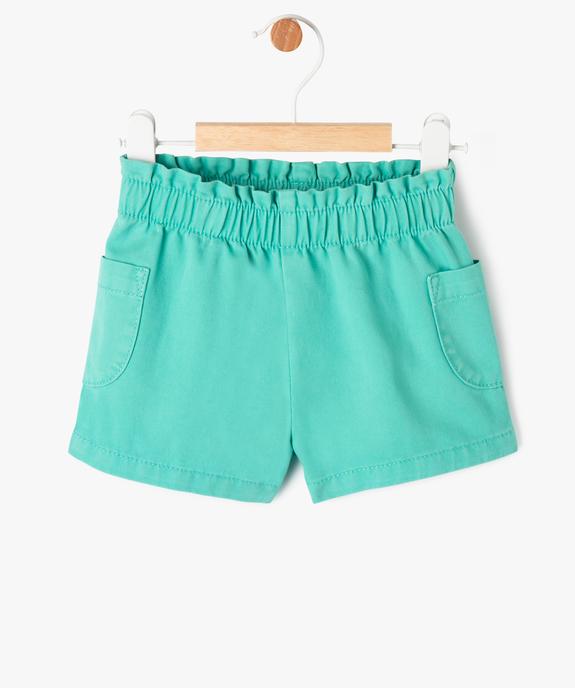 Short en toile avec taille élastique bébé fille vue1 - GEMO 4G BEBE - GEMO