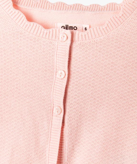 Gilet court en maille fantaisie fille vue2 - GEMO (ENFANT) - GEMO