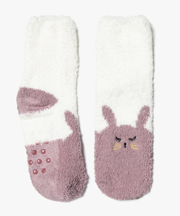 Chaussettes d'intérieur en maille bouclette motif chat fille vue1 - GEMO (ENFANT) - GEMO