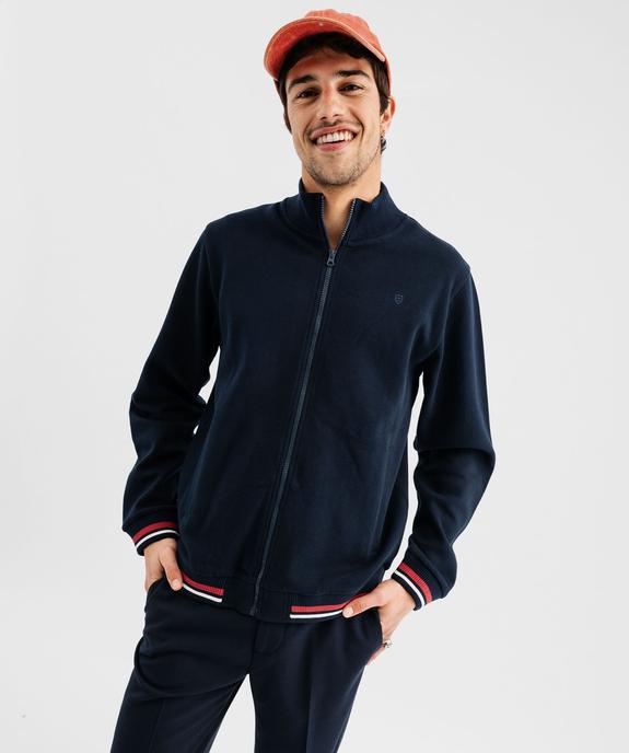 Sweat zippé en maille piquée homme vue1 - GEMO (HOMME) - GEMO