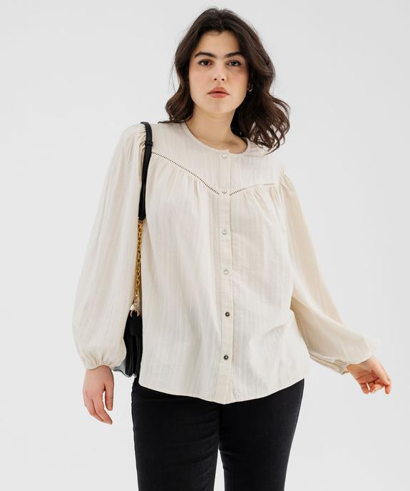 Blouse manches longues esprit bohème femme grande taille vue1 - GEMO (G TAILLE) - GEMO