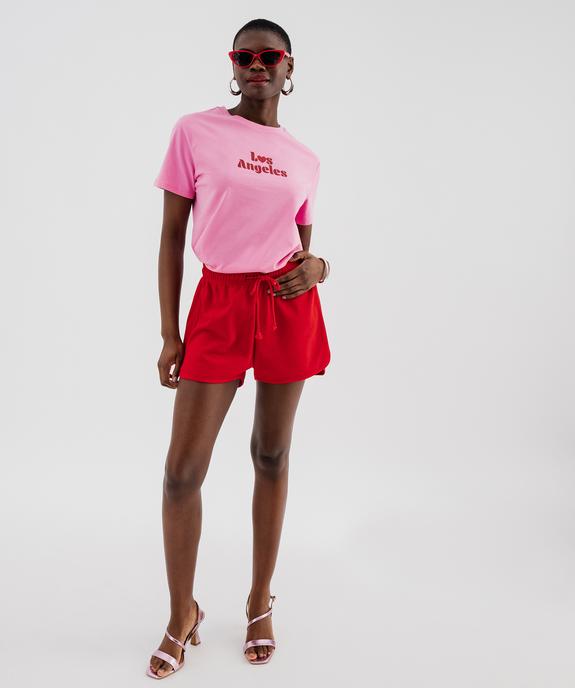 Tee-shirt manches courtes imprimé pailleté femme vue4 - GEMO(FEMME PAP) - GEMO