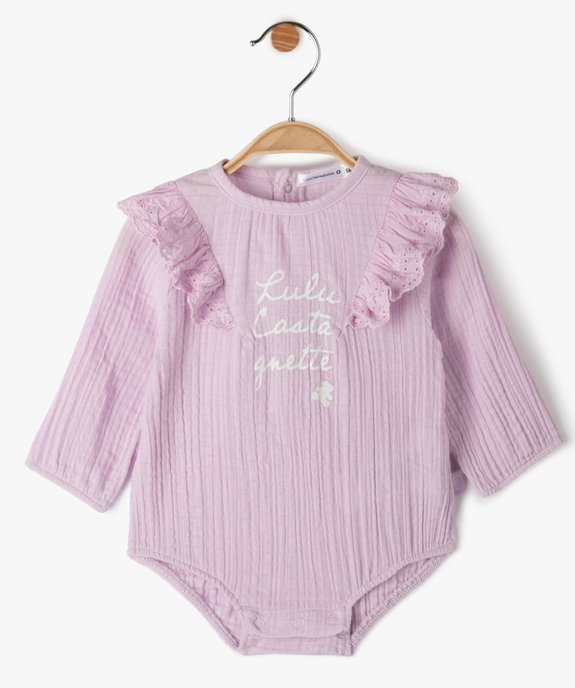 Body bébé fille en gaze de coton façon blouse - LuluCastagnette vue1 - LULUCASTAGNETTE - GEMO