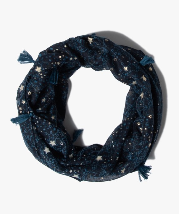 Foulard fille forme snood avec étoiles pailletées et pompons vue1 - GEMO 4G FILLE - GEMO